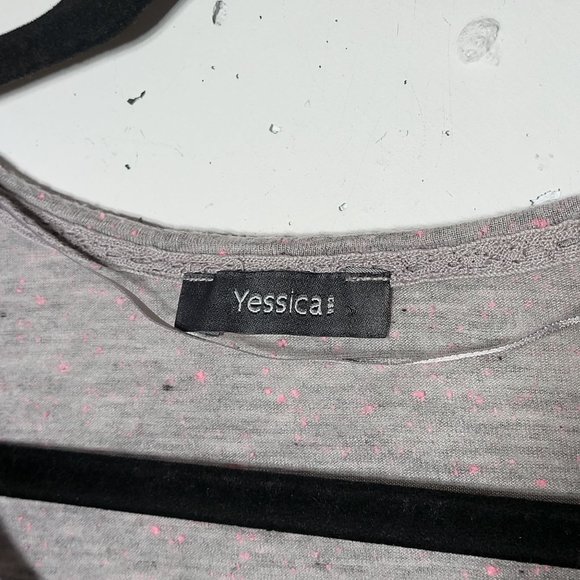 Yessica Womens Gray Speckled Cuffed Sleeve Shirt Size Medium Neutral Lightweight - Picture 3 of 8